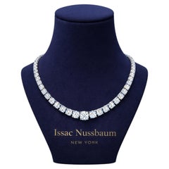 Issac Nussbaum GIA Certified 30 Carat Diamond Graduated Riviera Necklace