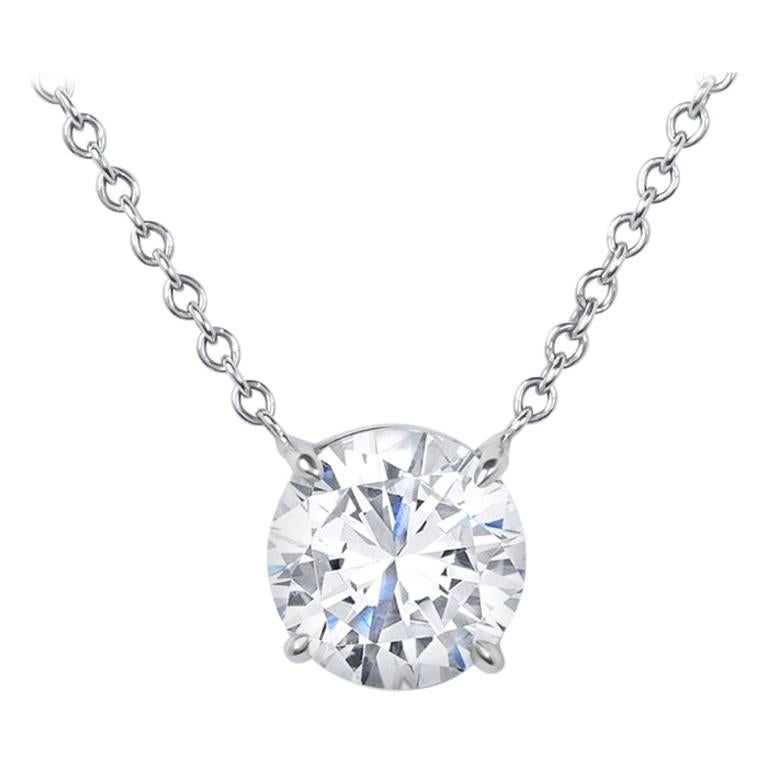 Issac Nussbaum GIA Certified 3.01 Carat Round Cut Diamond Pendant Necklace