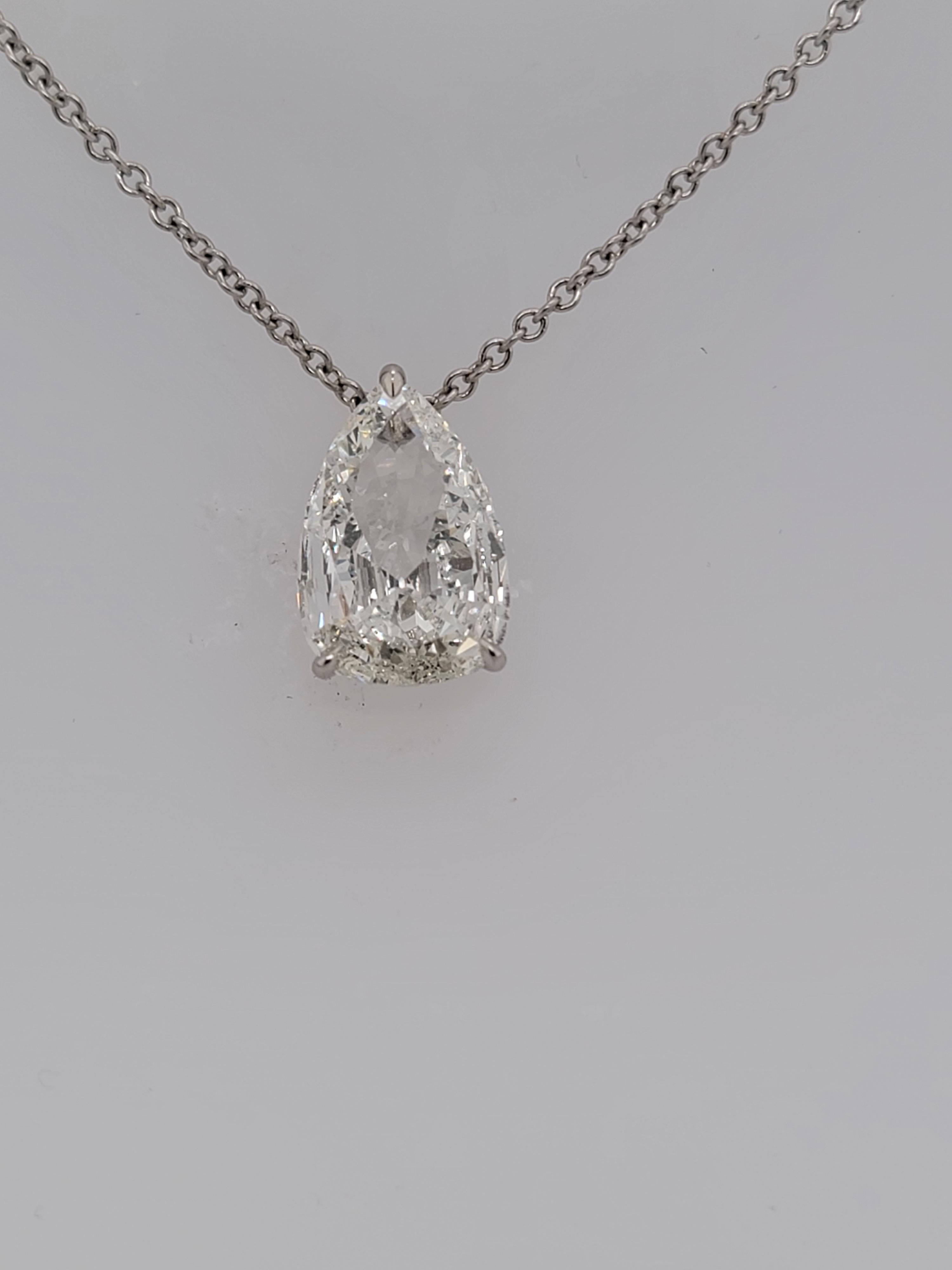 Fabulous diamond solitaire pendant from ISSAC NUSSBAUM NEW YORK.

Stunning pear brilliant diamond, GIA certified. This diamond is an example of the finest in diamond cutting. While the weight of this diamond is 3.82 Carats, due to the artistry of