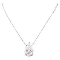 Issac Nussbaum GIA Certified 3.82 Carat Pear Shape Diamond Pendant Necklace