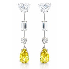 Issac Nussbaum GIA Certified 4.30Carat Pear&Heart Shape Natural Diamond Earrings