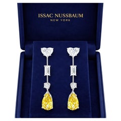 Issac Nussbaum GIA Certified 4.30Carat Pear&Heart Shape Natural Diamond Earrings