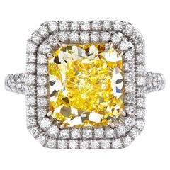 Issac Nussbaum GIA Certified 4.68 Carat Yellow Radiant Cut Engagement Ring