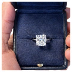 Issac Nussbaum Verlobungsring mit GIA-zertifiziertem 5,02 Karat Diamant im Kissenschliff