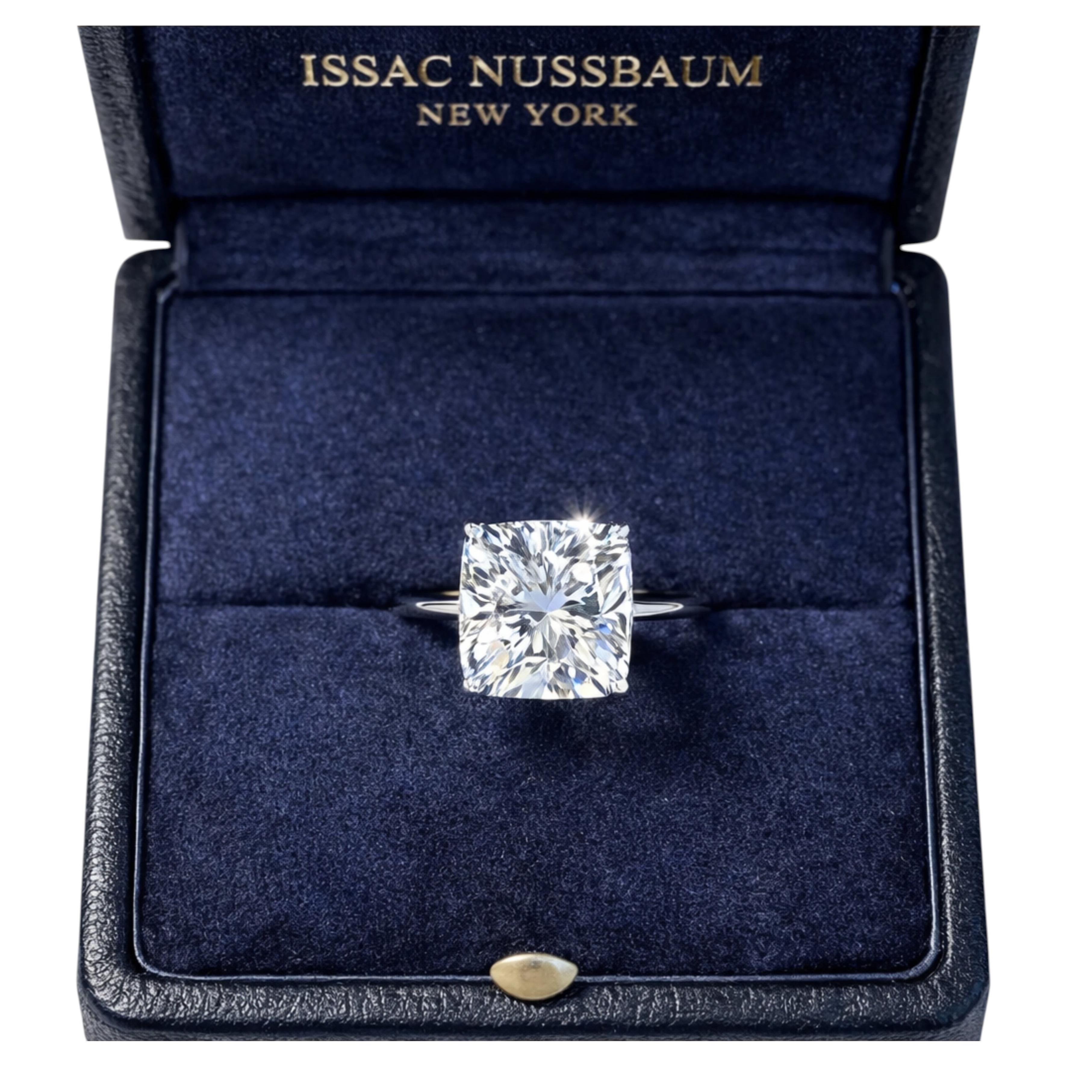 Issac Nussbaum GIA Certified 5.02 Carat Cushion Diamond Ring