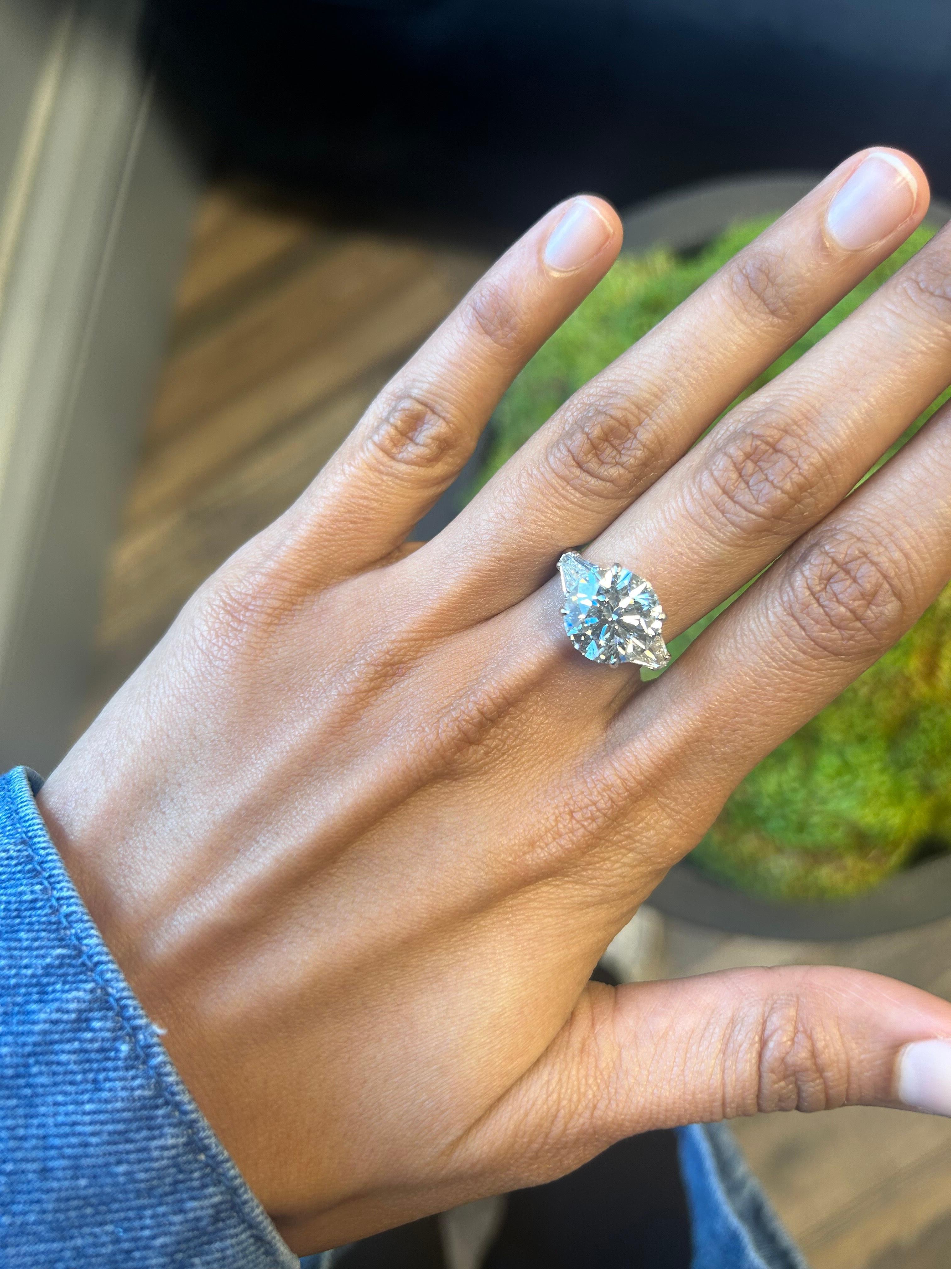 Round Cut Issac Nussbaum GIA Certified 6.01 Carat Round Diamond Engagement Ring For Sale