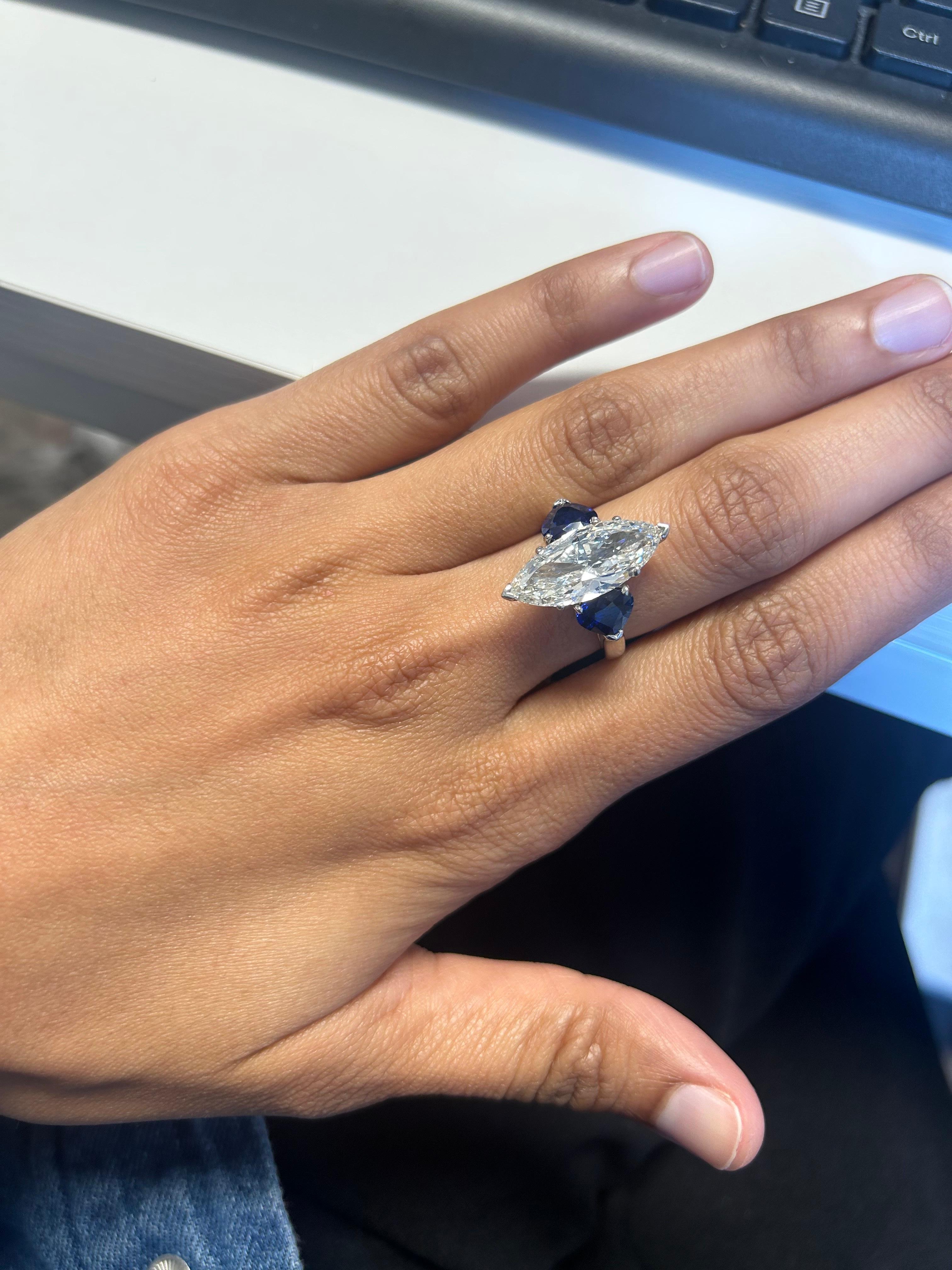 Issac Nussbaum Verlobungsring, GIA-zertifizierter Platin 5,25 Marquise (Marquiseschliff) im Angebot