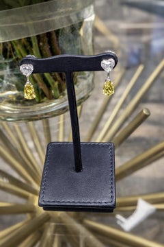 Issac Nussbaum Natürliche Farbe Gelb GIA zertifiziert Diamant Ohrringe