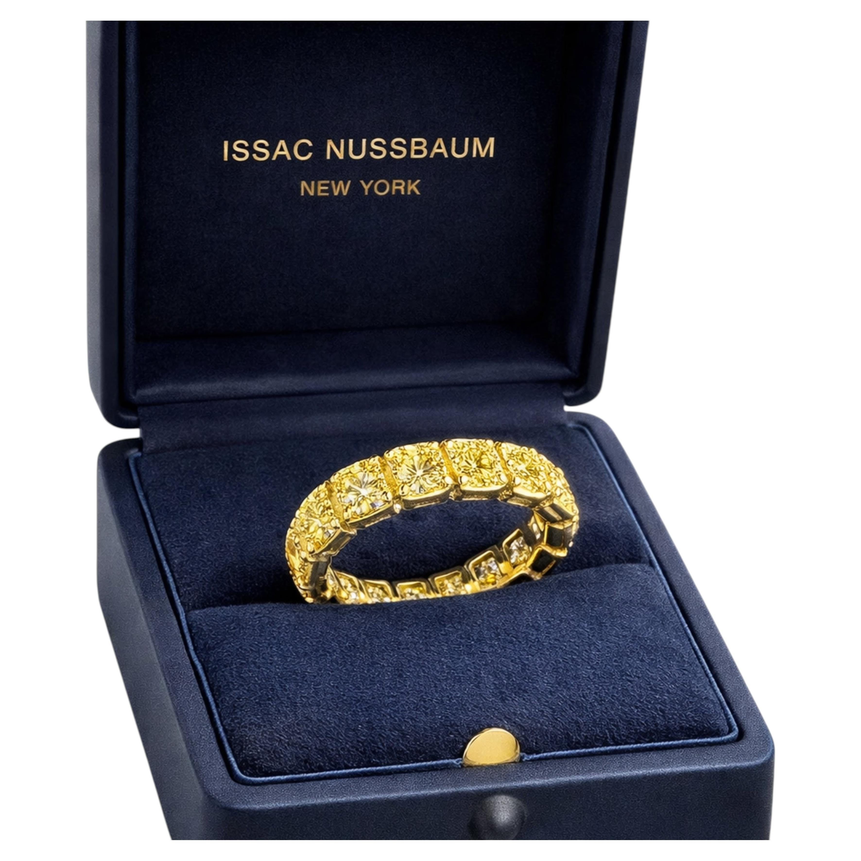 Issac Nussbaum Bague d'éternité en diamant certifié GIA de couleur naturelle jaune fantaisie en vente