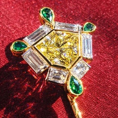 Issac Nussbaum Natural GIA Fancy Intense Yellow Kite 2.39Carat Jeweled Stick Pin
