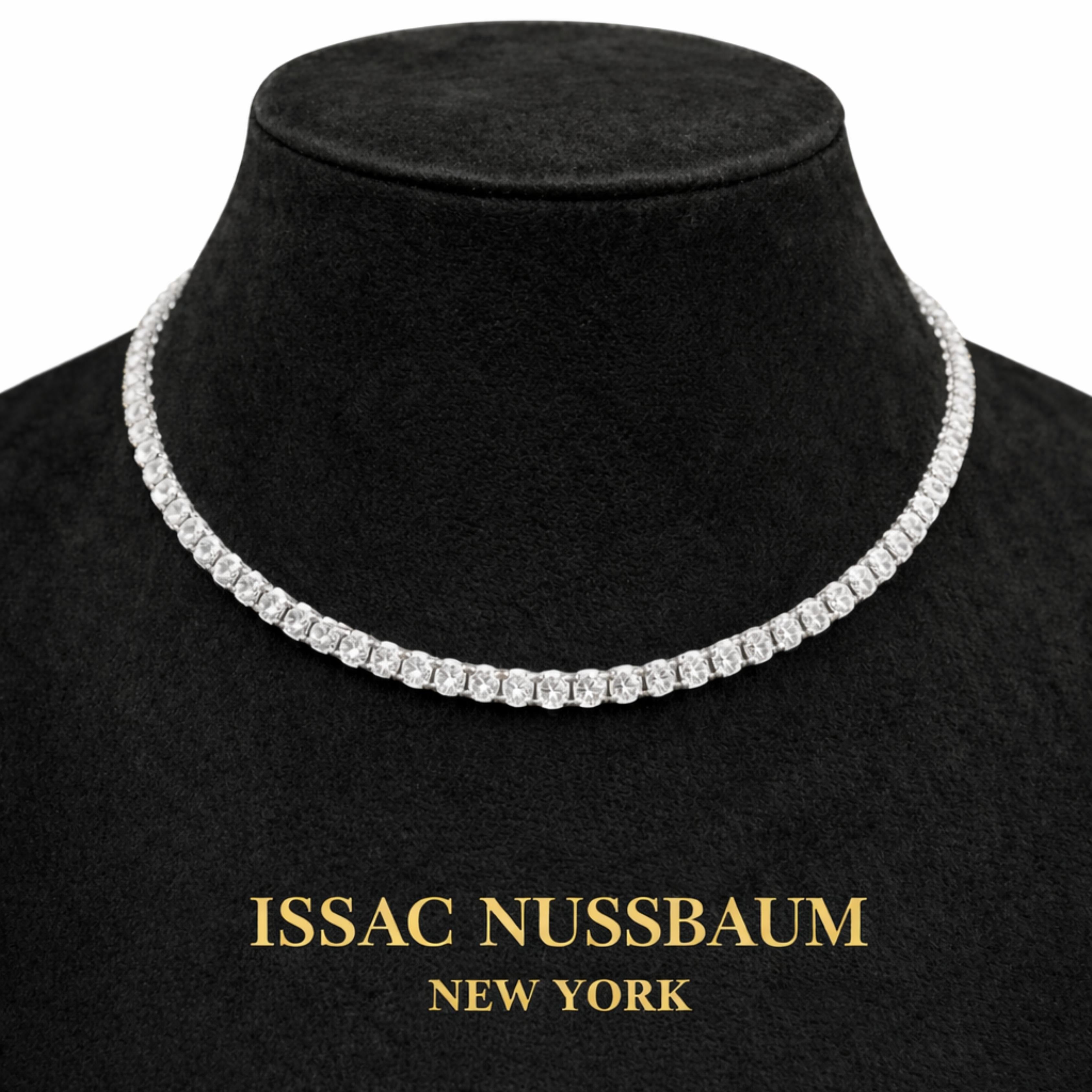 Issac Nussbaum Straight Line 19.62 Carat Round Diamond Tennis Necklace