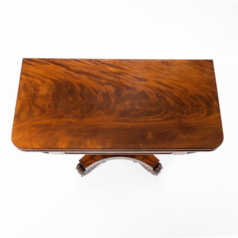 Early 19th Century Issac Vose Cubus Mahogany Flip Top Game Table with Scroll Feet, 1815-20
