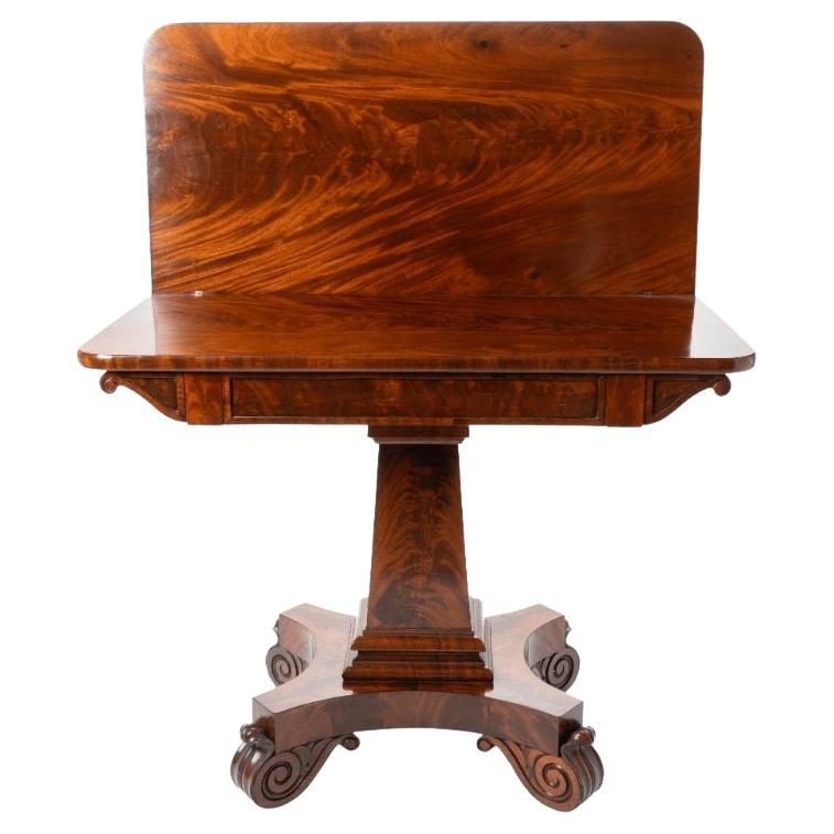 Issac Vose Cubus Mahogany Flip Top Game Table with Scroll Feet, 1815-20