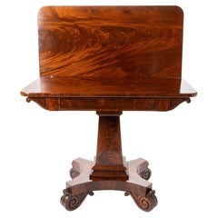 Used Issac Vose Cubus Mahogany Flip Top Game Table with Scroll Feet, 1815-20