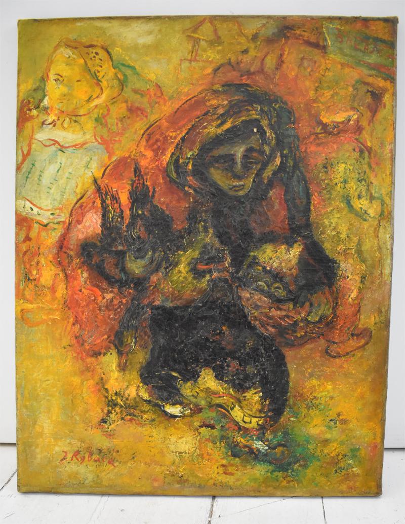  Chicken Seller - School of Paris - Painting by Issachar Ryback