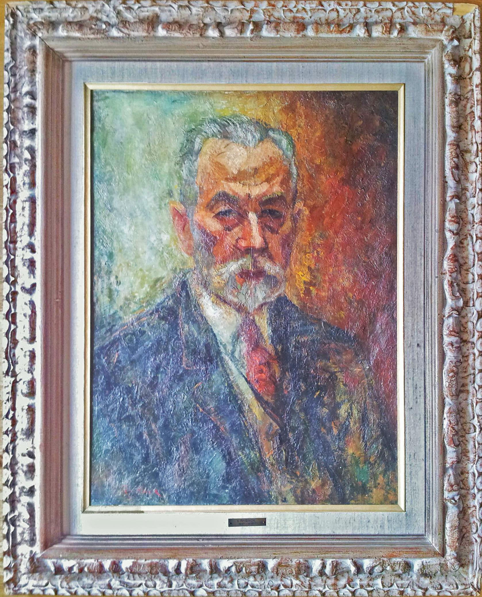 Portrait d'un homme - Peinture russe ukrainienne - Painting de Issachar Ryback