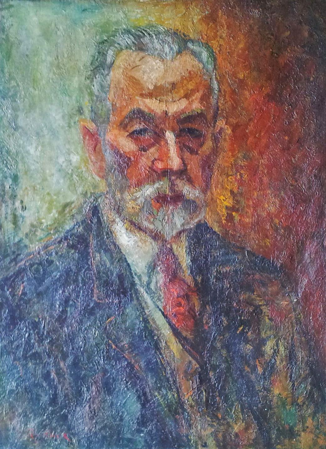 Portrait Painting Issachar Ryback - Portrait d'un homme - Peinture russe ukrainienne