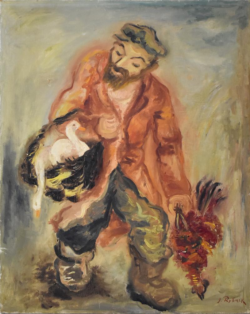 Issachar Ryback Figurative Painting -  Poultry Seller - Jewish School of Paris