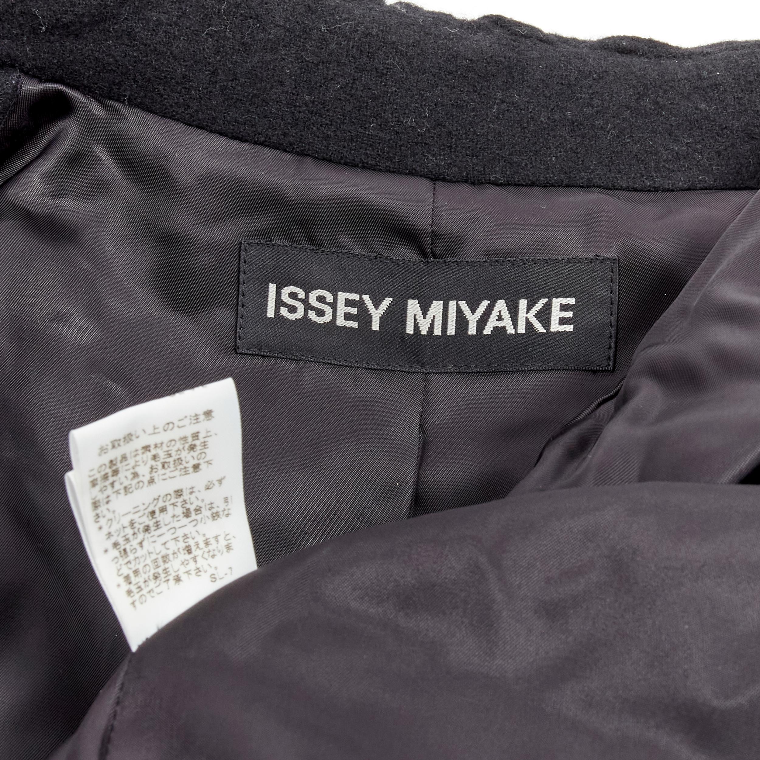 ISSEY MIYAKE 100% wool black textured single breasted long jacket coat JP2 M For Sale 6