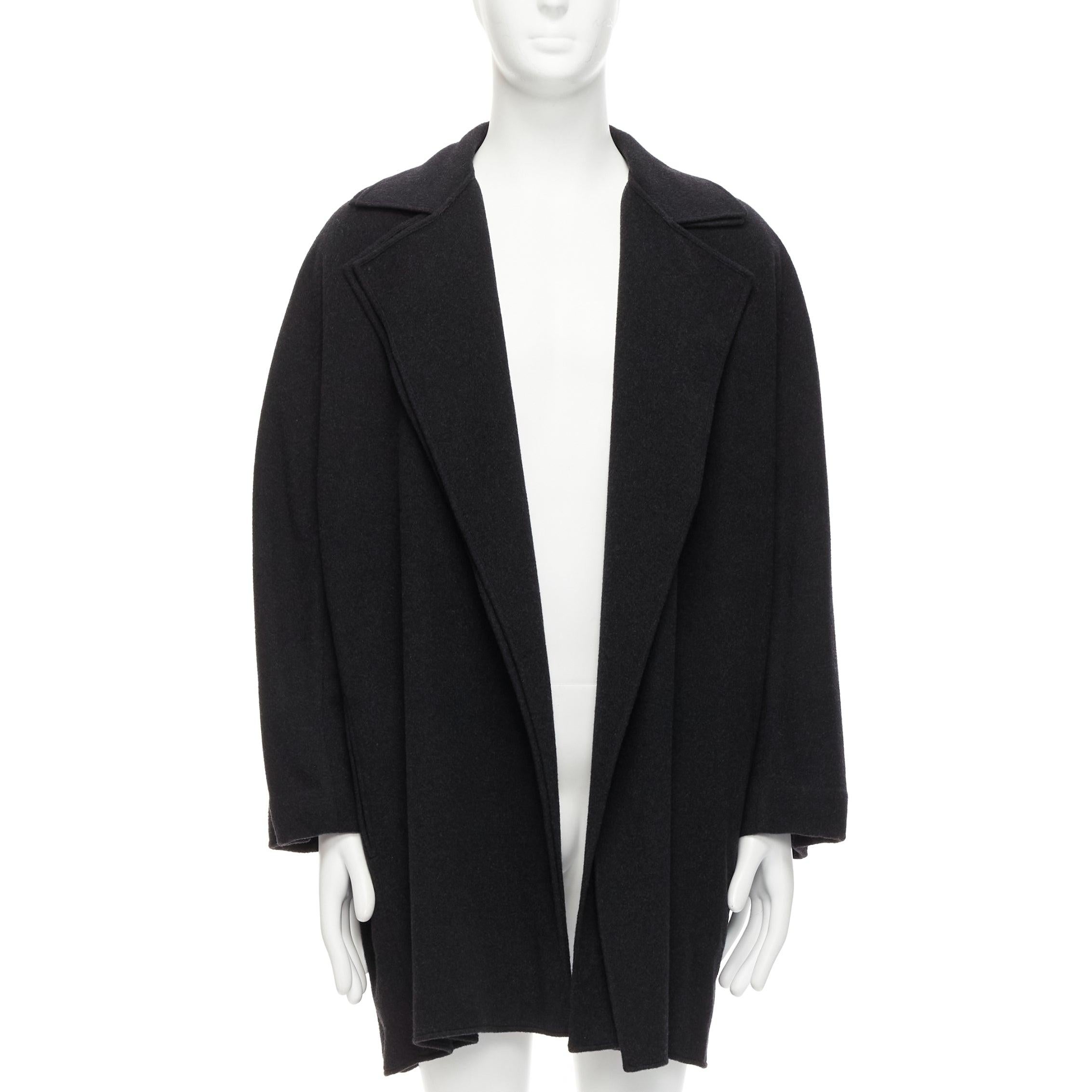 ISSEY MIYAKE 100% wool black textured single breasted long jacket coat JP2 M For Sale 7