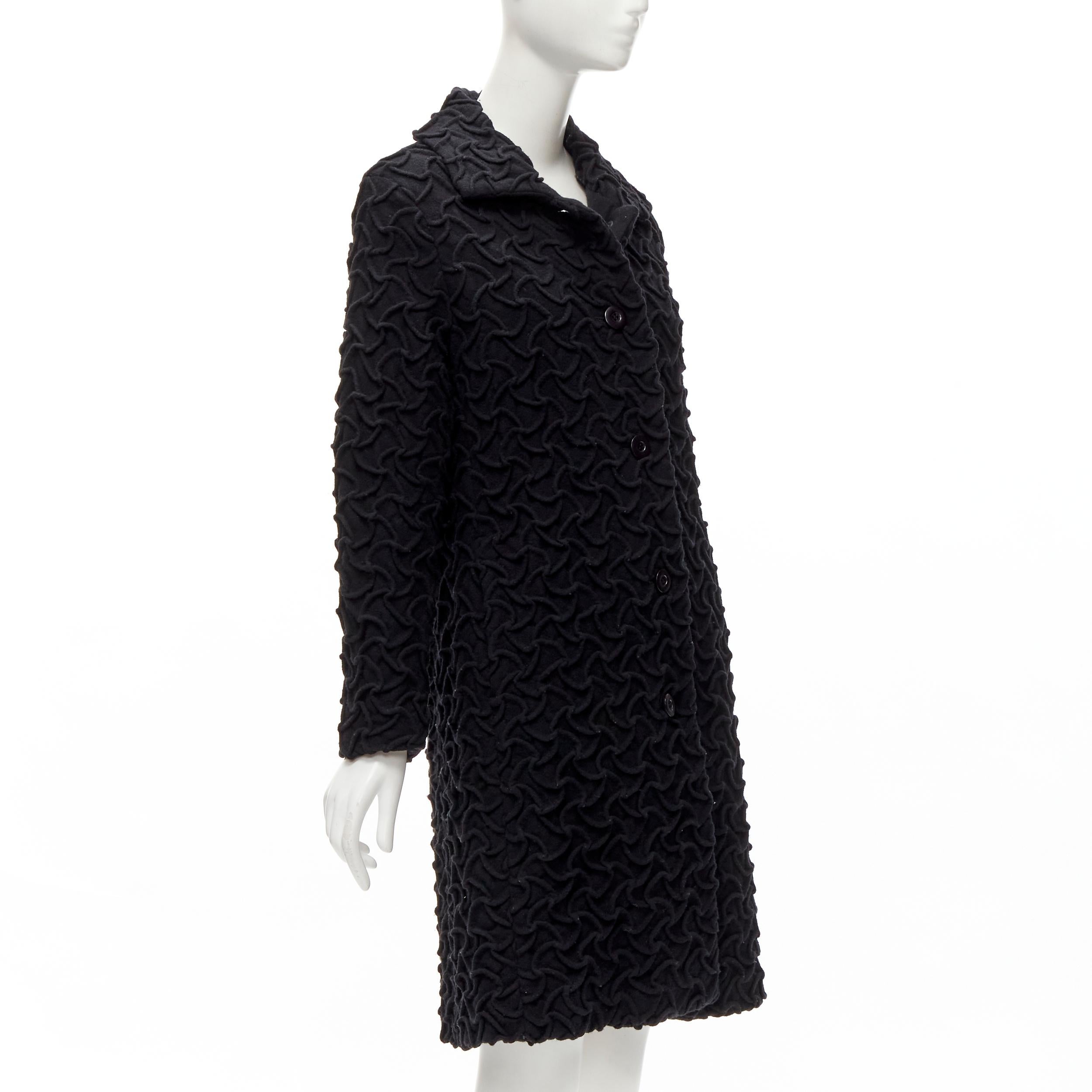 Black ISSEY MIYAKE 100% wool black textured single breasted long jacket coat JP2 M For Sale
