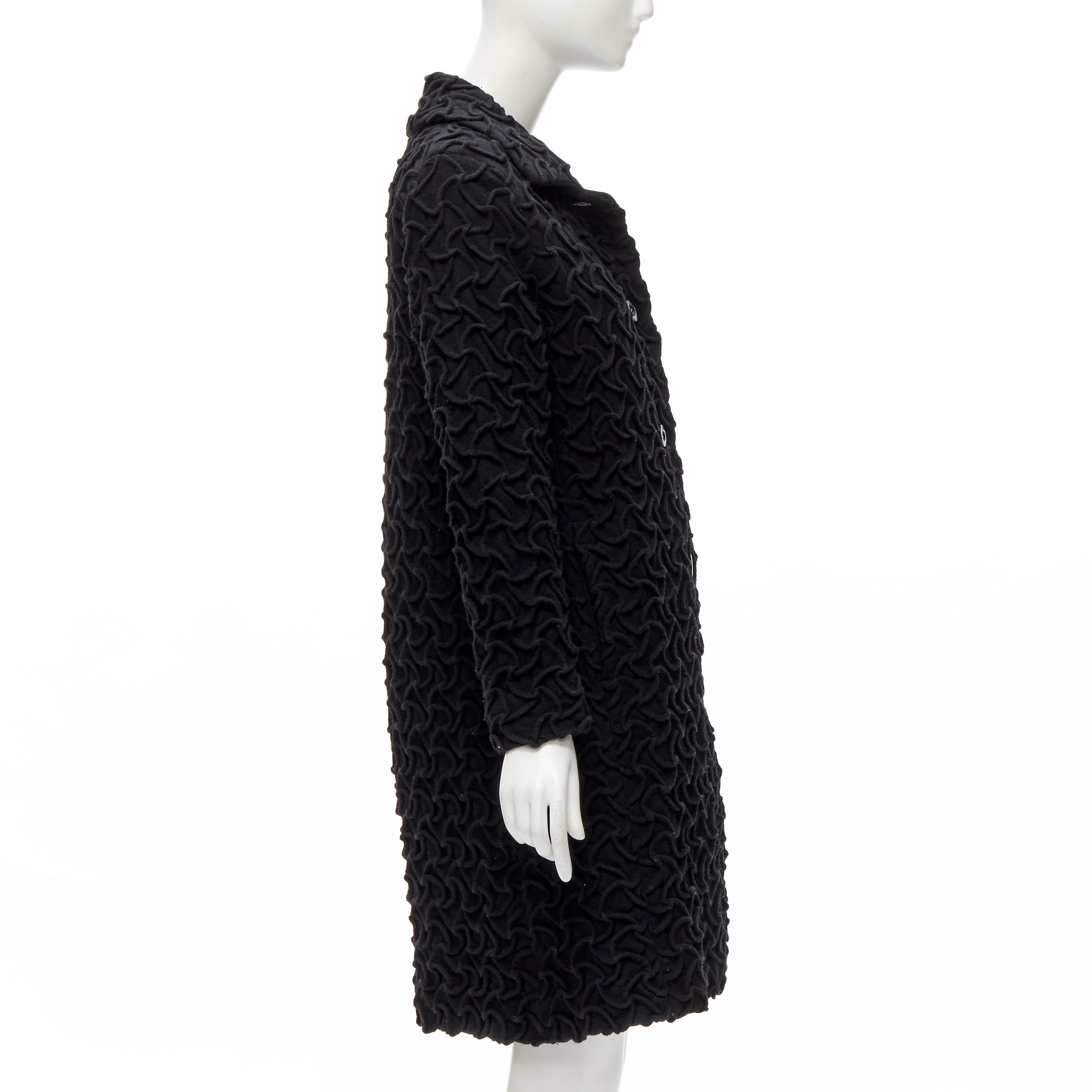 ISSEY MIYAKE 100% wool black textured single breasted long jacket coat JP2 M For Sale 1