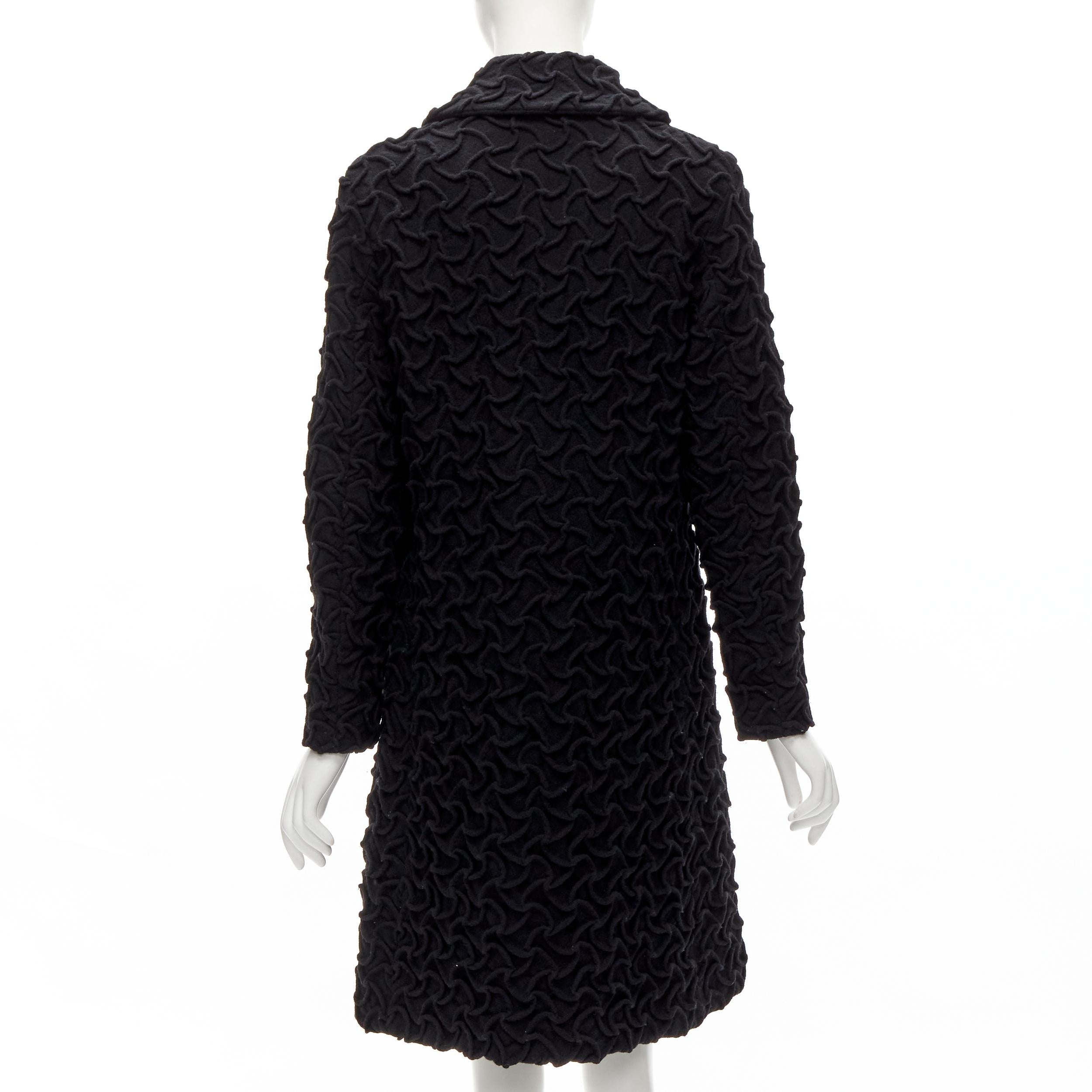 ISSEY MIYAKE 100% wool black textured single breasted long jacket coat JP2 M For Sale 2