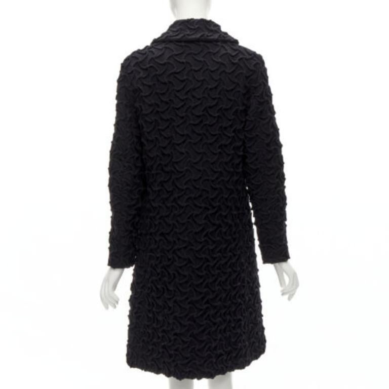 ISSEY MIYAKE 100% wool black textured single breasted long jacket coat JP2 M 1