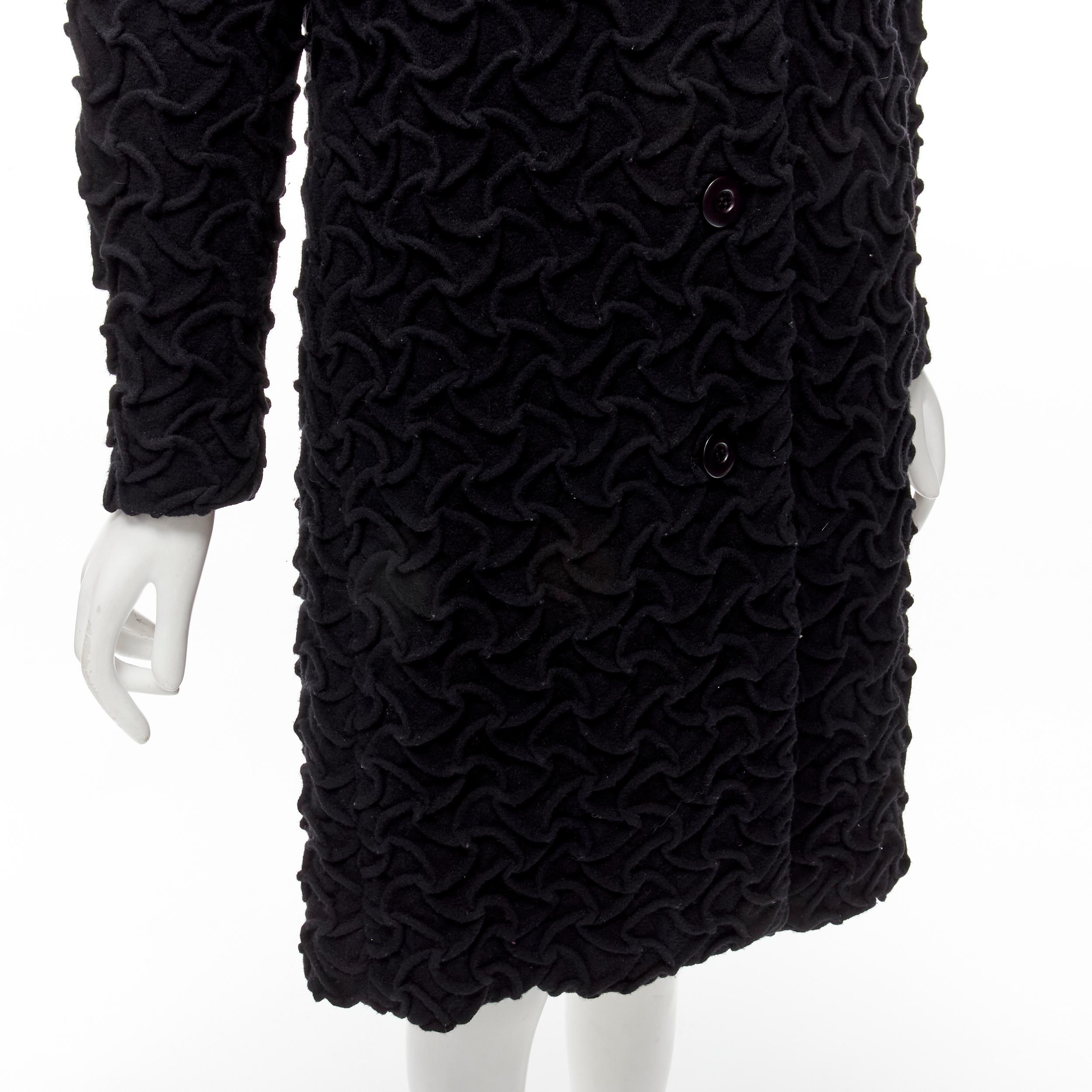ISSEY MIYAKE 100% wool black textured single breasted long jacket coat JP2 M For Sale 2