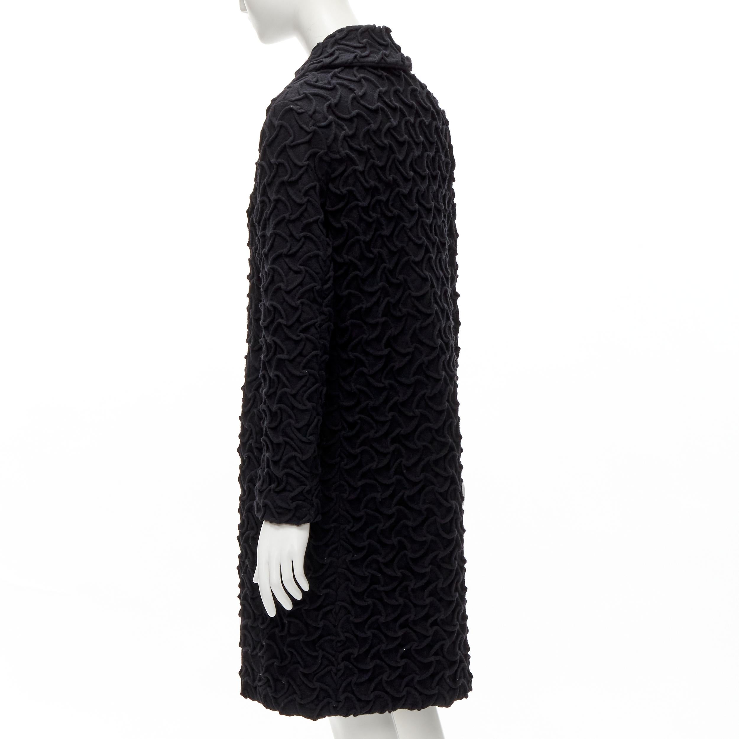 ISSEY MIYAKE 100% wool black textured single breasted long jacket coat JP2 M For Sale 3