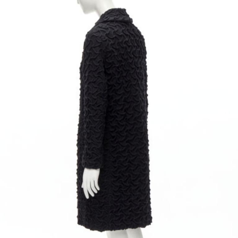 ISSEY MIYAKE 100% wool black textured single breasted long jacket coat JP2 M 2