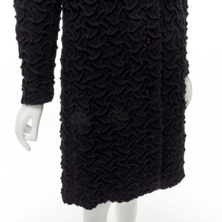 ISSEY MIYAKE 100% wool black textured single breasted long jacket coat JP2 M 3