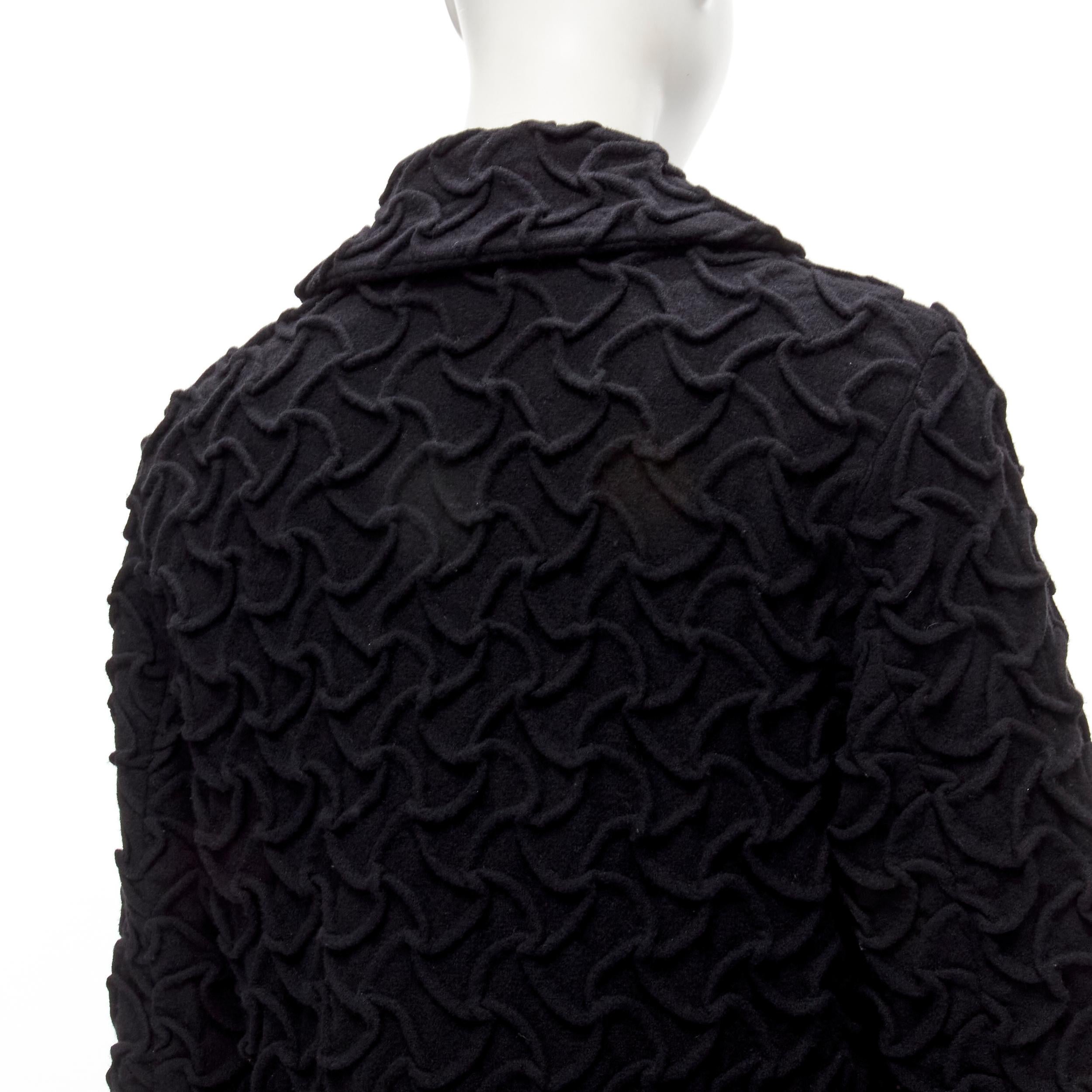 ISSEY MIYAKE 100% wool black textured single breasted long jacket coat JP2 M For Sale 5