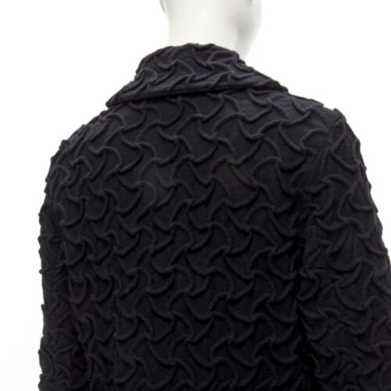 ISSEY MIYAKE 100% wool black textured single breasted long jacket coat JP2 M 4