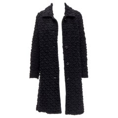 ISSEY MIYAKE 100% wool black textured single breasted long jacket coat JP2 M