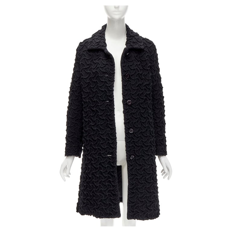 ISSEY MIYAKE Wool silk blend Stretch inner layered 3/4 sleeve coat outer IM93-JH014 Gray navy L