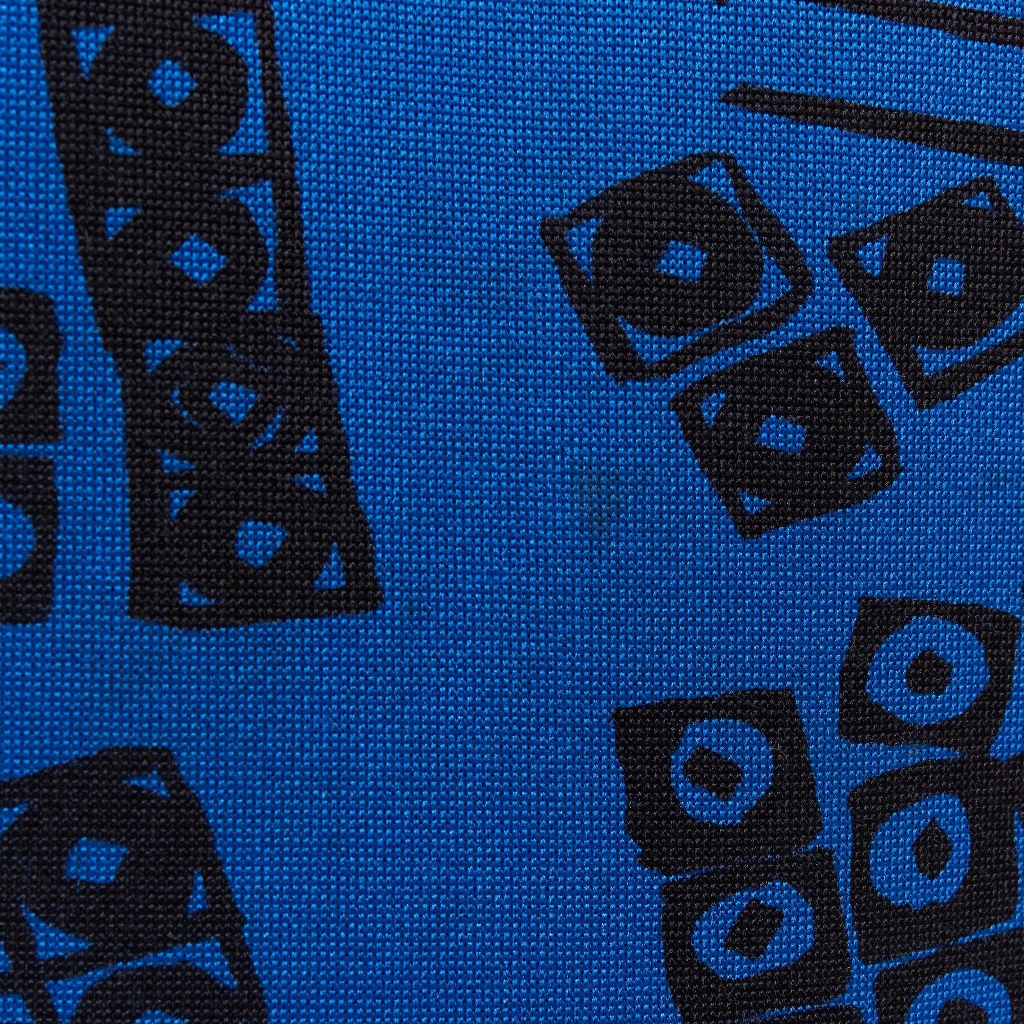 ISSEY MIYAKE 1980s blue black illustration print turtleneck sweater top M For Sale 2