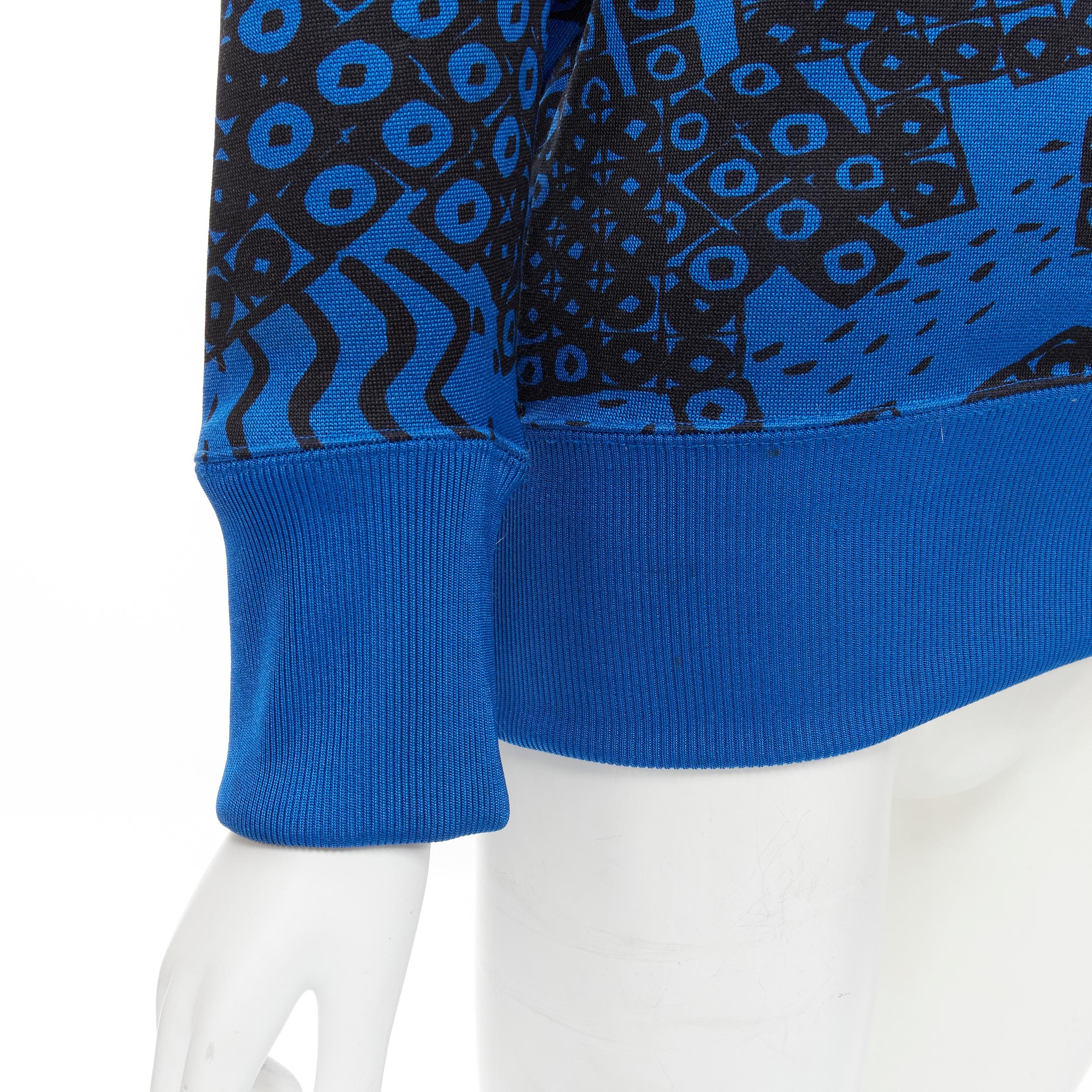 ISSEY MIYAKE 1980s blue black illustration print turtleneck sweater top M In Good Condition For Sale In Hong Kong, NT