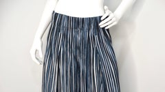 Issey Miyake 1980s Homme Plisse Navy Striped Wide-Leg Pants