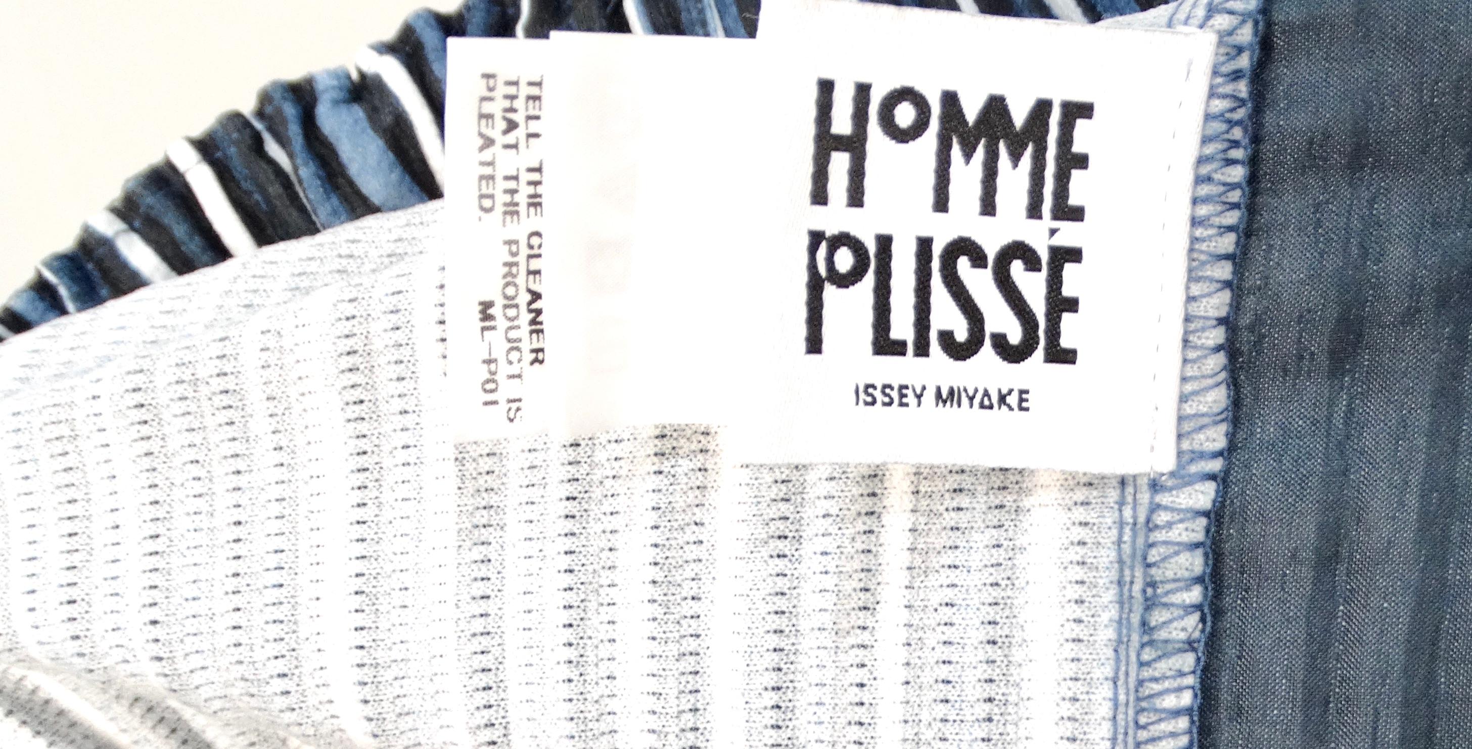 Issey Miyake 1980s Homme Plisse Navy Striped Wide-Leg Pants For Sale 3