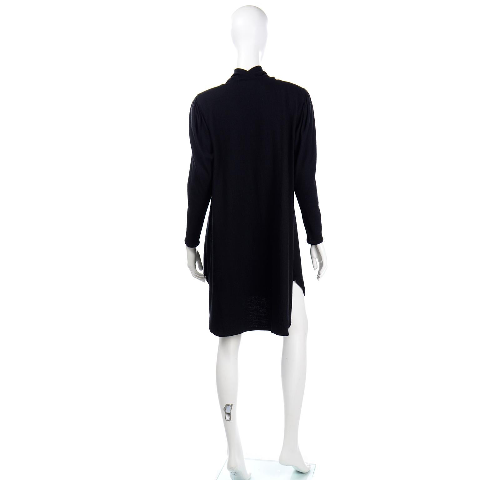 Women's Issey Miyake 1980s vintage Black Wool Blend Knit Tent Style Dress or Tunic