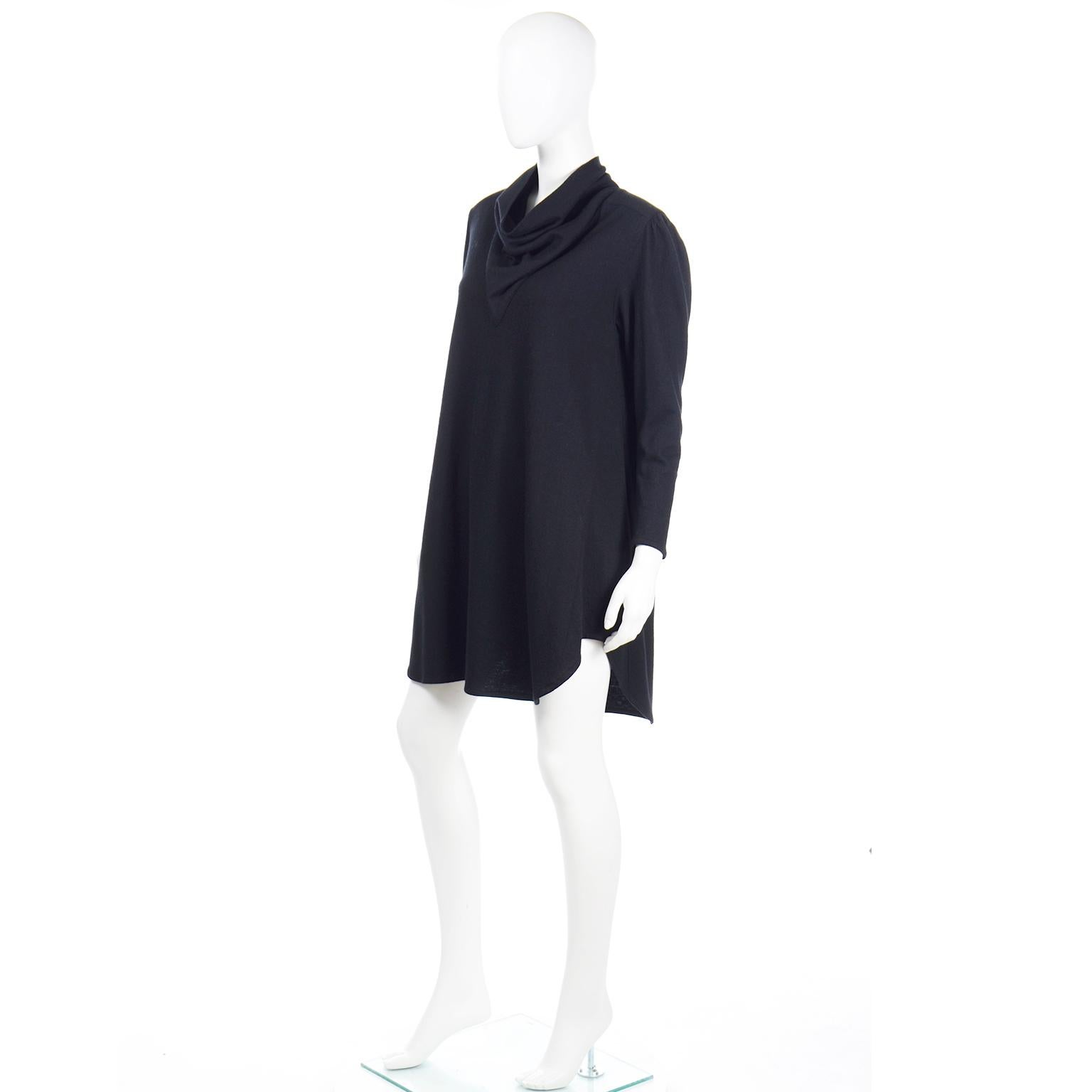Issey Miyake 1980s vintage Black Wool Blend Knit Tent Style Dress or Tunic 1