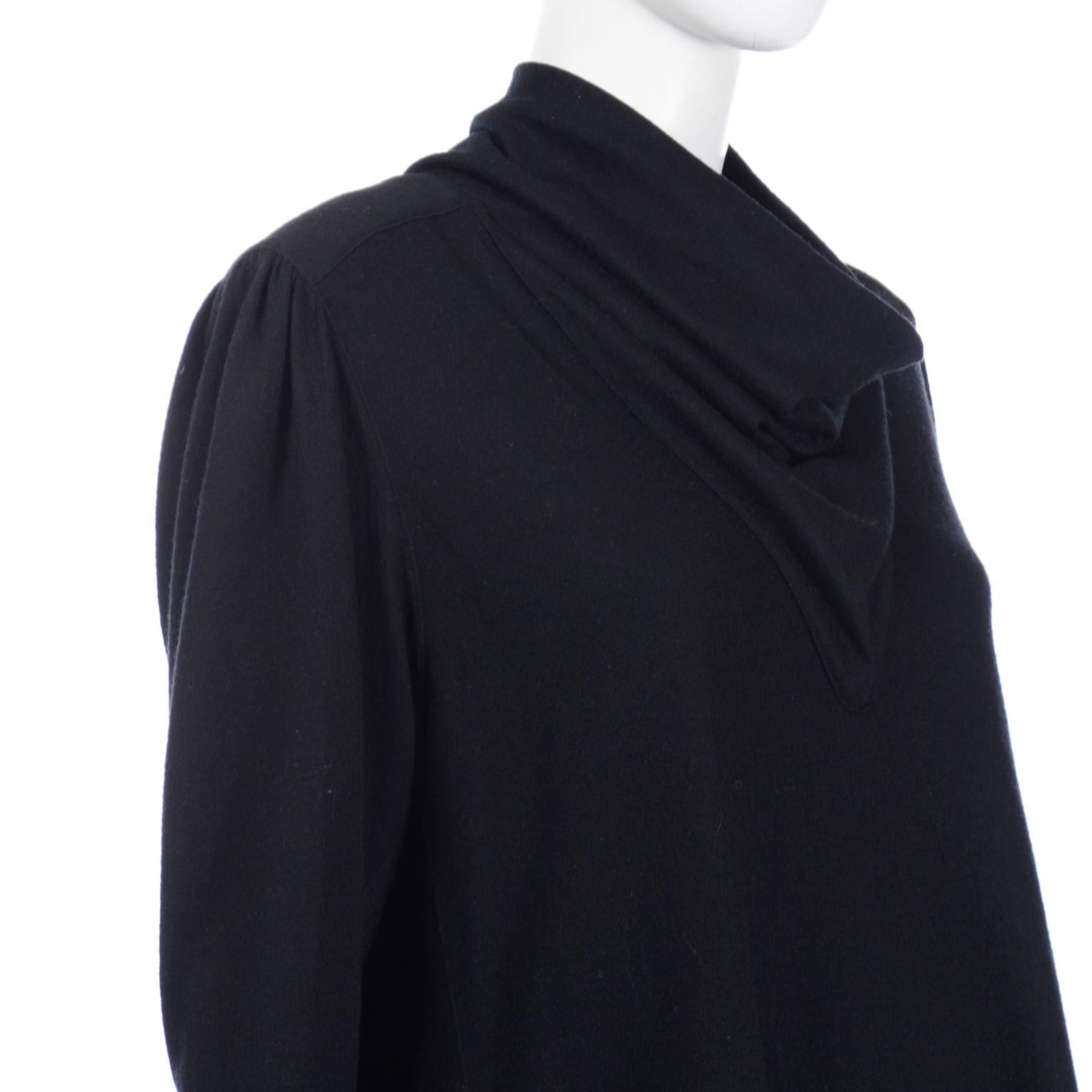 Issey Miyake 1980s vintage Black Wool Blend Knit Tent Style Dress or Tunic 2