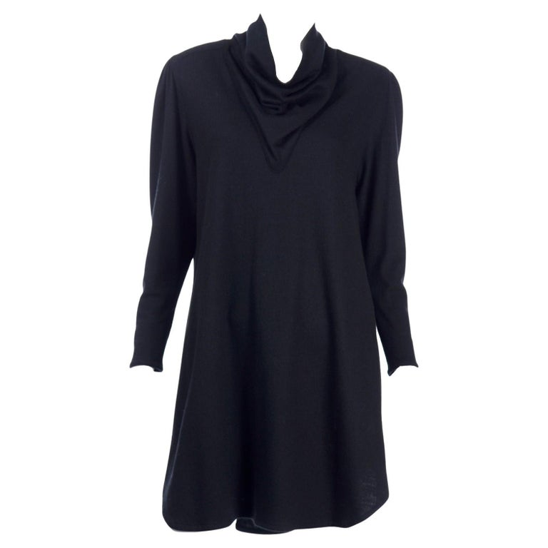 Issey Miyake 1980s vintage Black Wool Blend Knit Tent Style Dress or ...