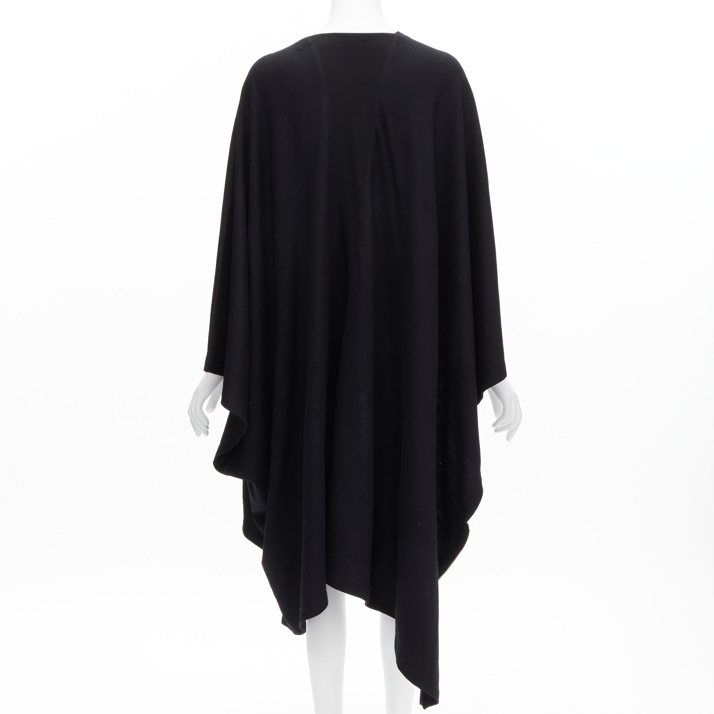 Women's ISSEY MIYAKE 1980s Vintage black wool side zip draped cowl neck coat JP9 For Sale