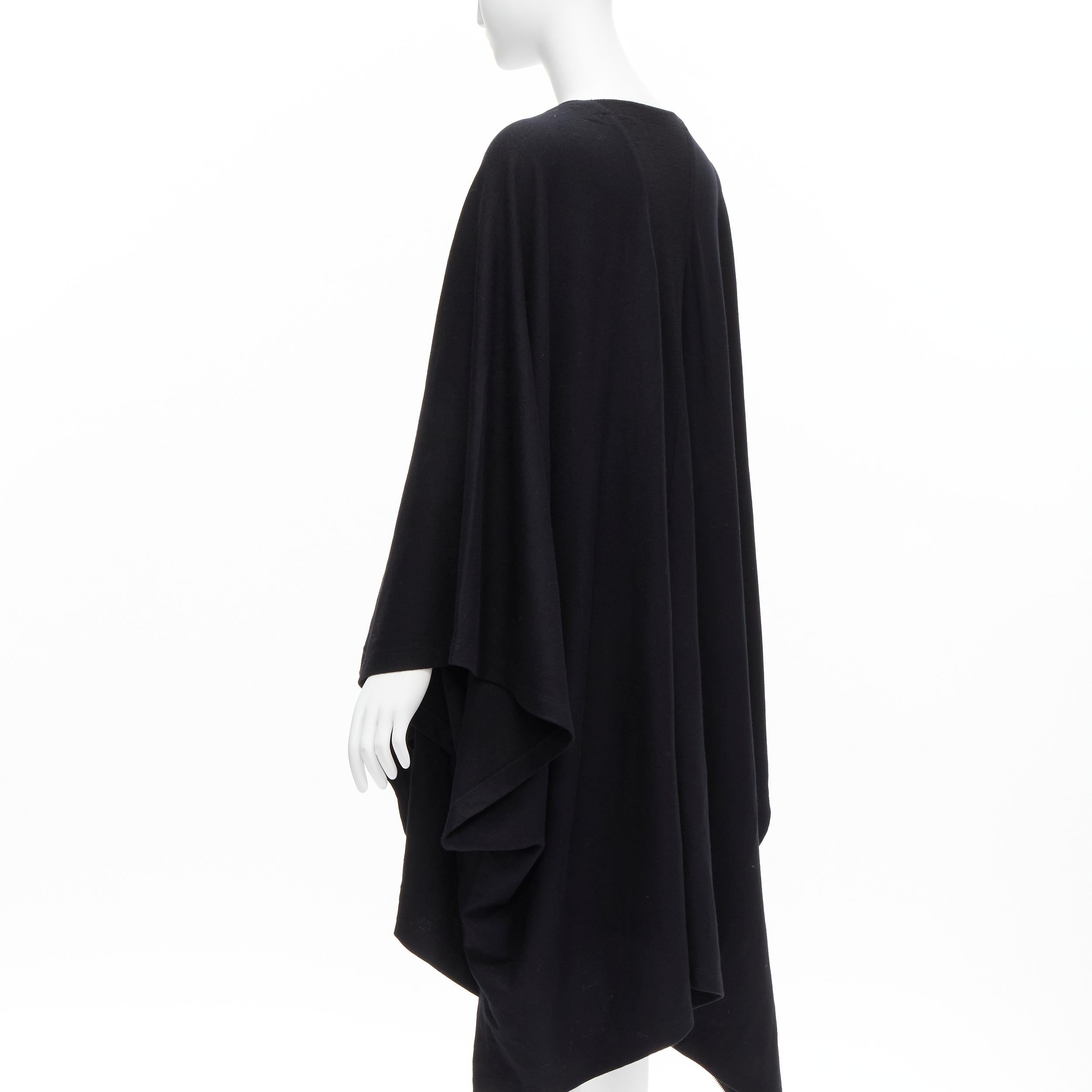 ISSEY MIYAKE 1980s Vintage black wool side zip draped cowl neck coat JP9 For Sale 1