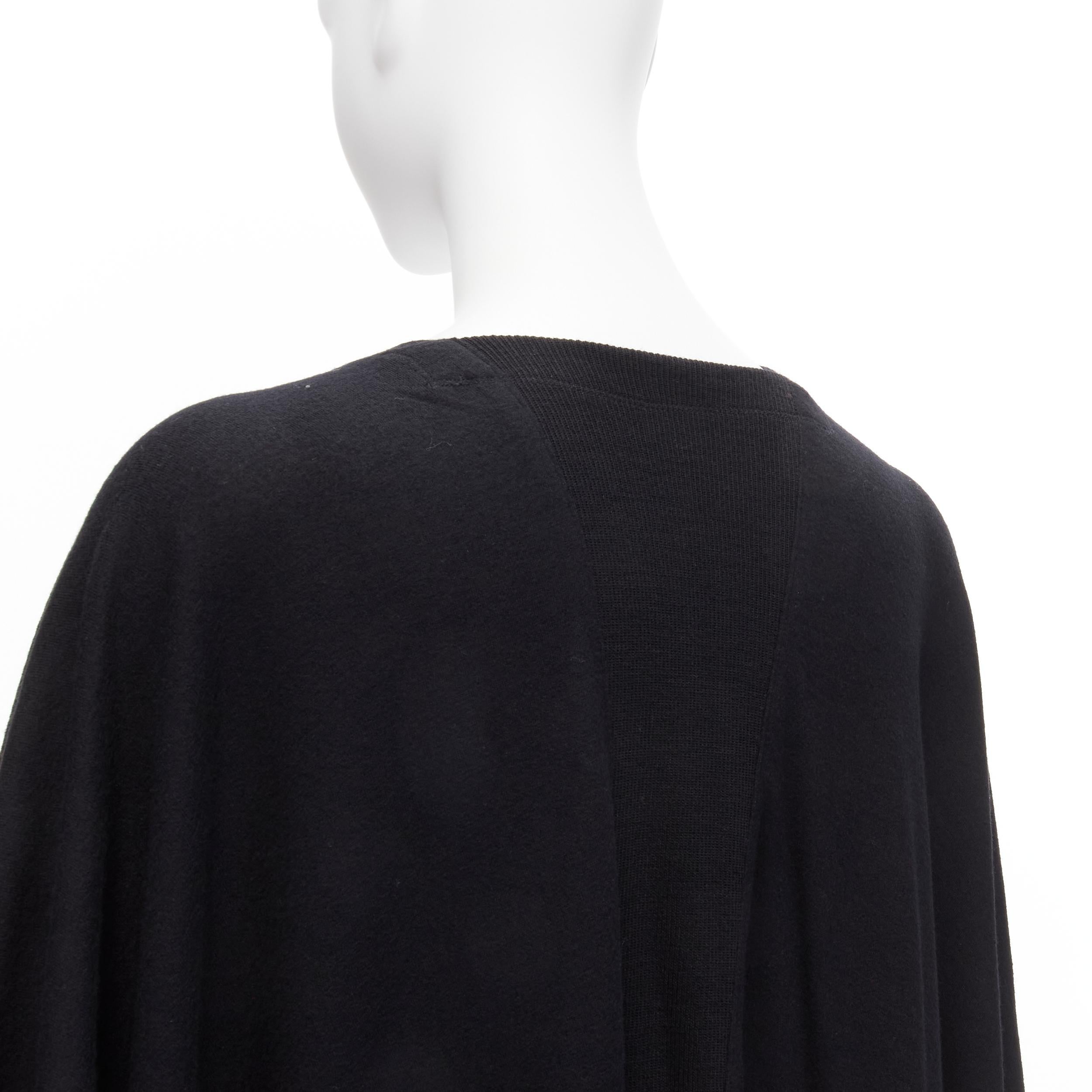 Issey Miyake 1980 Vintage manteau à col bénitier drapé en laine noire avec fermeture éclair latérale JP9 en vente 3
