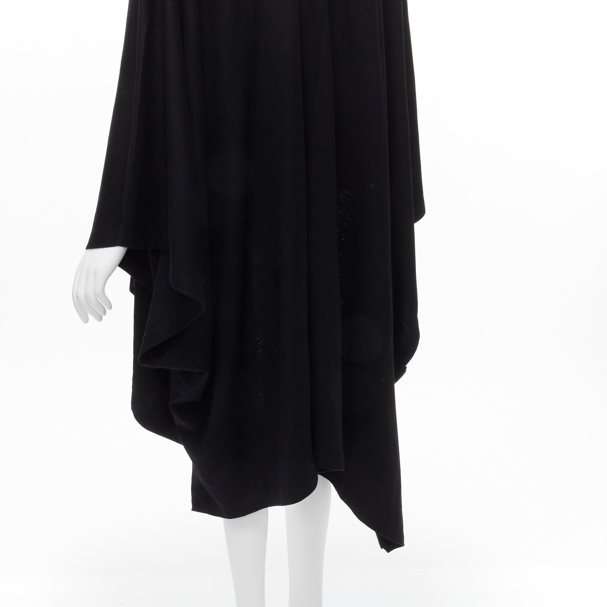 ISSEY MIYAKE 1980s Vintage black wool side zip draped cowl neck coat JP9 For Sale 4