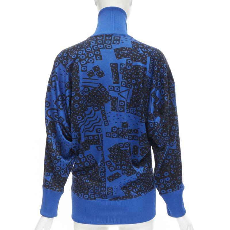 ISSEY MIYAKE 1980er Jahre Vintage Rollkragenpullover mit blau-schwarzem Illustrationendruck M Damen im Angebot