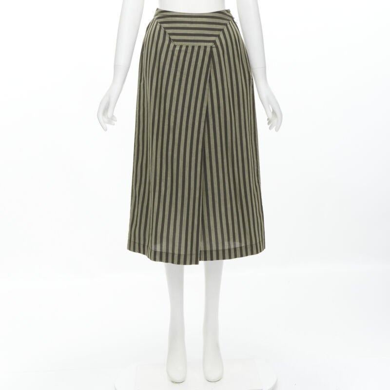 ISSEY MIYAKE 1980's Vintage brown striped cotton diagonal pleat A-line skirt M For Sale 5